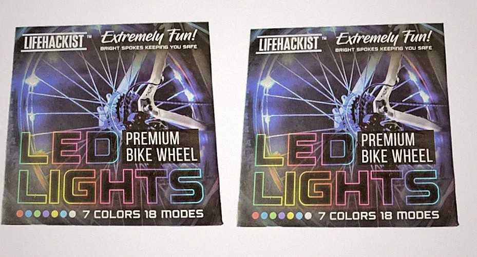 2 Pack Bicycle Bike Wheel Lights 7 COLORS LED String Fits Any Spoke Rim 2 Tires