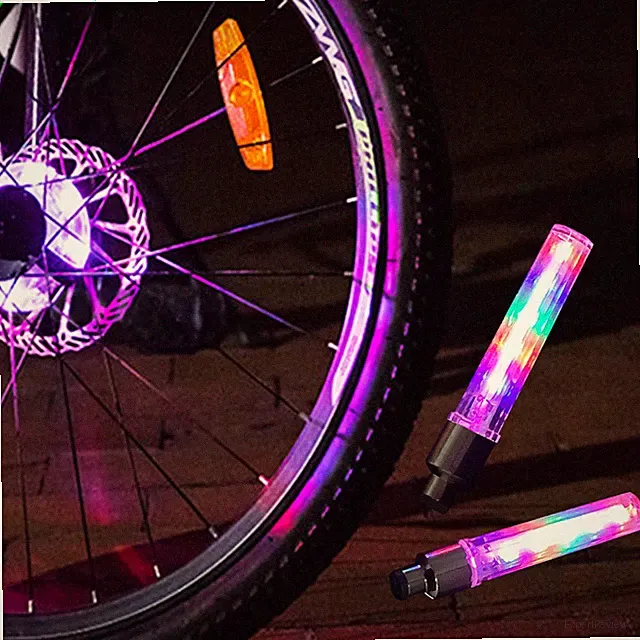 2 Pack Bicycle Waterproof LED Bike Rim Lights for Wheel Tire Valve Spoke 7 Model