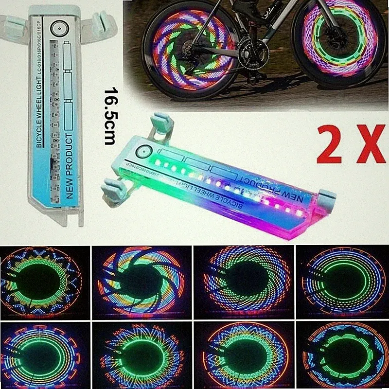 2PCS 32LED Colorful Bicycle Wheel Tire Spoke Signal Lights For Bike Safety NEW