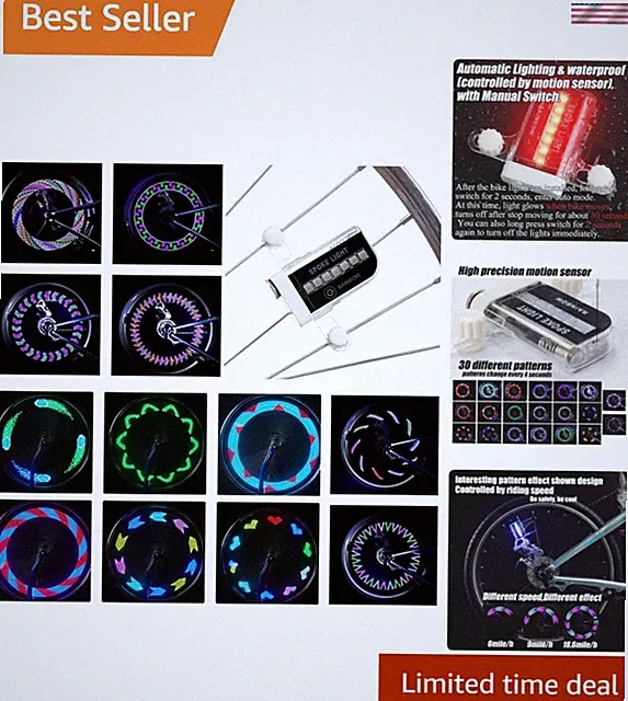 LED Bike Wheel Lights - A12 Waterproof Cool Bicycle Tire Light, Safety Spoke...