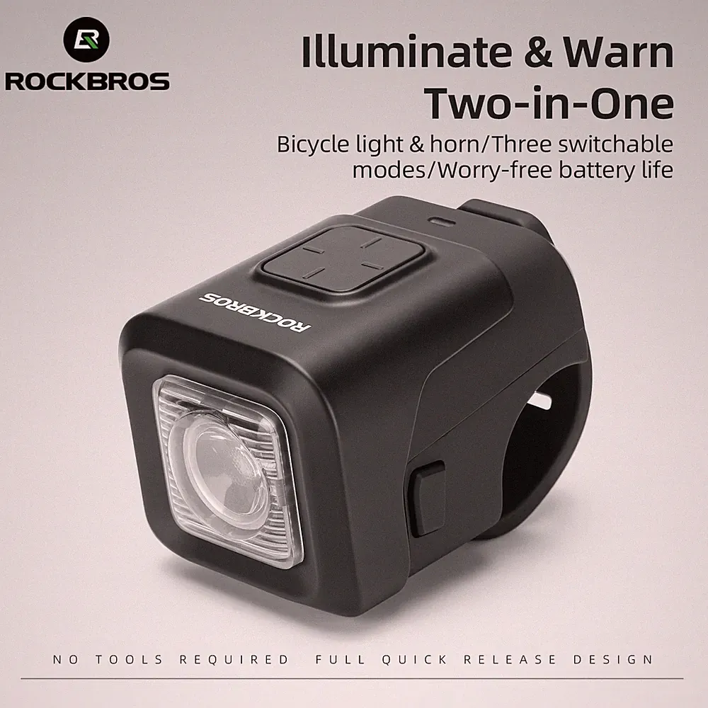 ROCKBROS Electronic Horn Front Light Bike Headlight &Horn Waterproof Intelligent