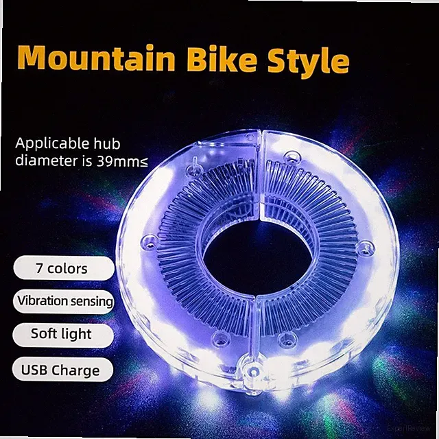 Smart LED Bicycle Wheel Light Tail Hub Spoke Lamp Rechargeable 7 Color 18 Modes